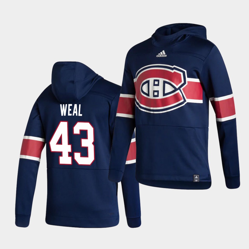 Men Montreal Canadiens #43 Weal Blue NHL 2021 Adidas Pullover Hoodie Jersey->->NHL Jersey